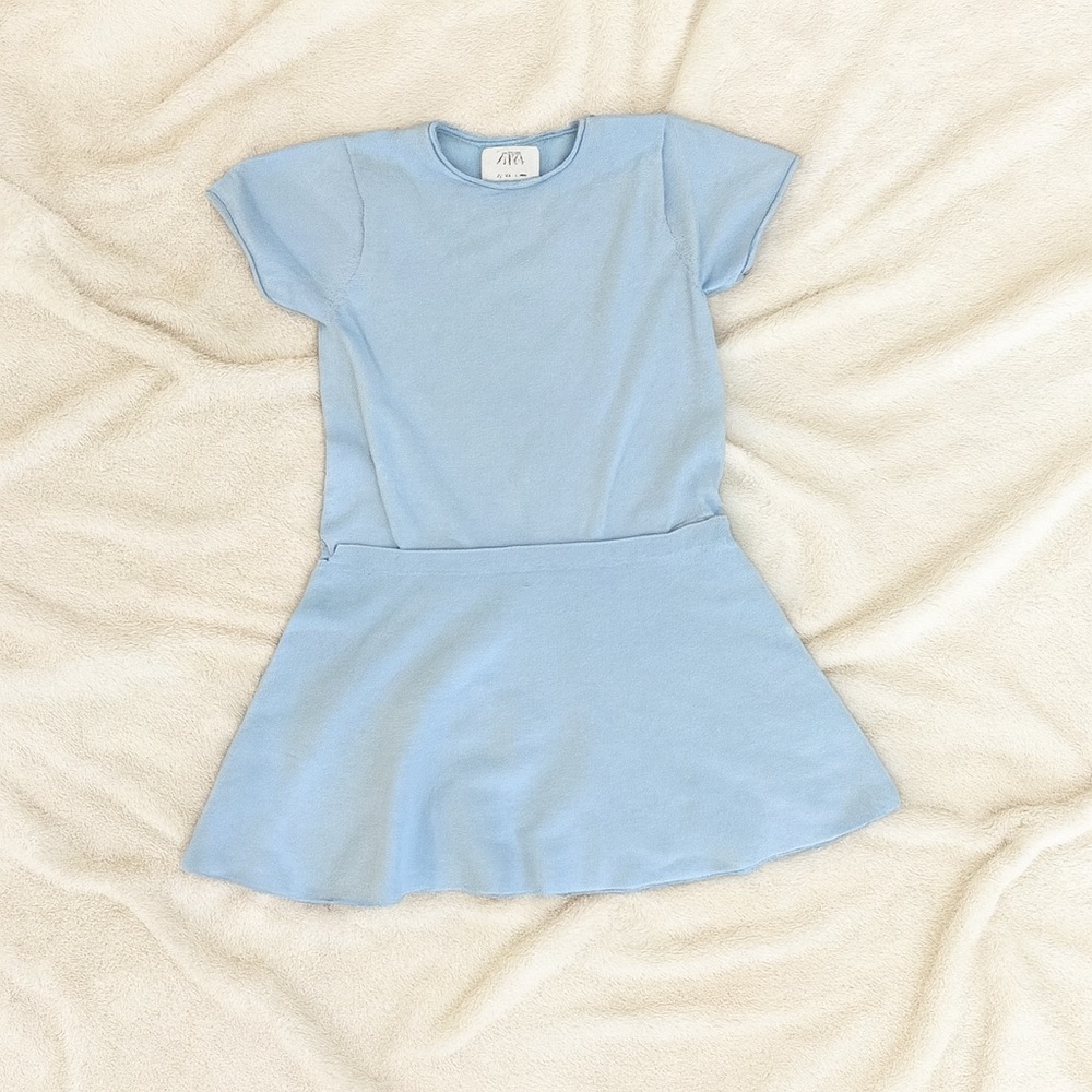Zara kids knit dress in blue size youth 9